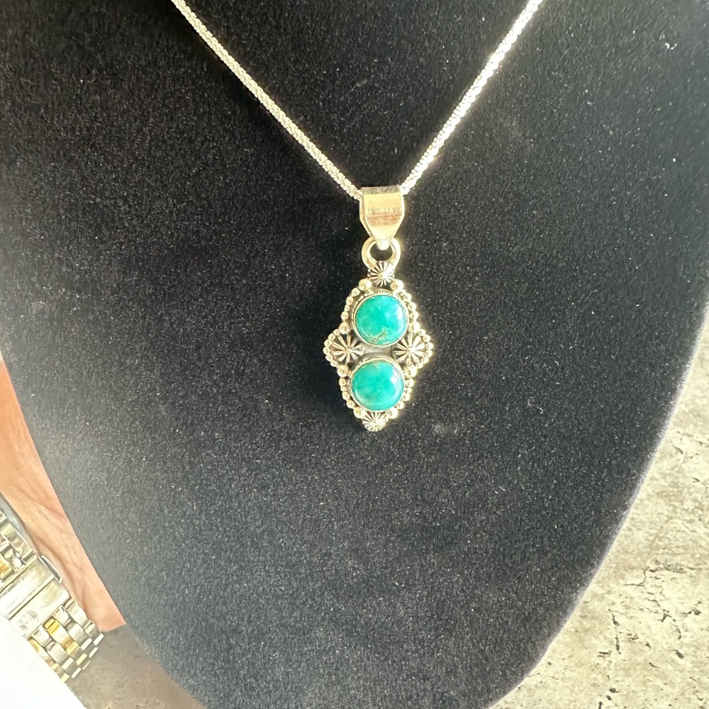 Turquoise Sterling 925 Silver Pendant - Picture 5 of 7